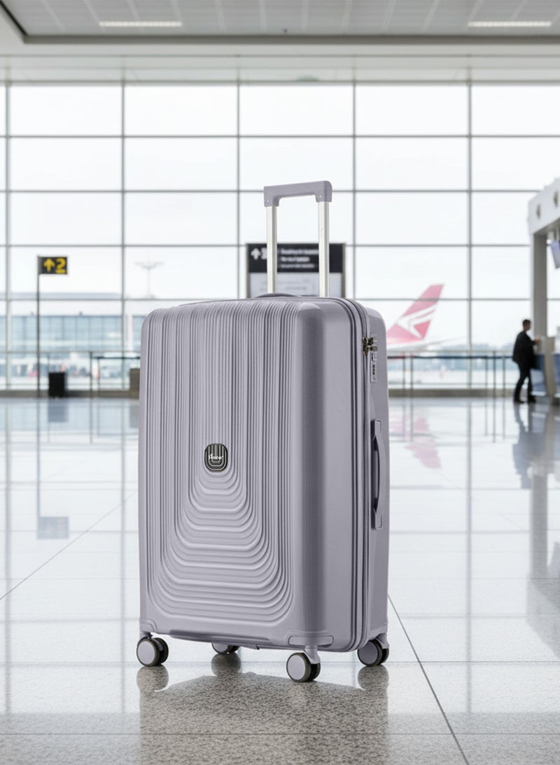 SENATOR Unisex PP Fashion Trolley Luggage Set Lightweight Hard-Shell Spinner luggage with 360° Degree 4 Twin Wheel and Safe Zippers KH1009 Light Grey - Image 3